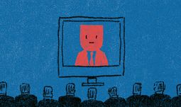 Red banker on a computer screen