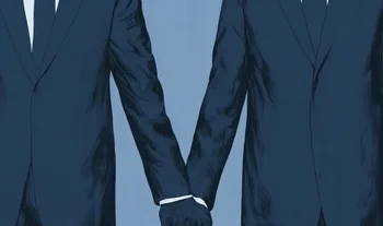 two bankers holding hands