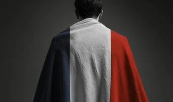 French banker wrapped in a French flag