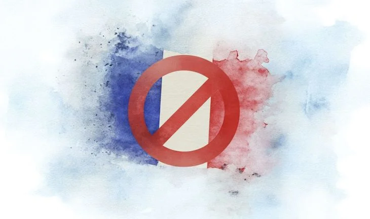 French flag with a no entry sign 