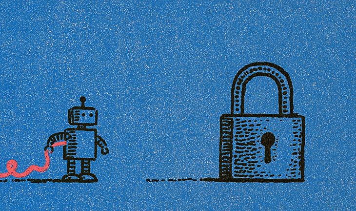 Robot next to padlock