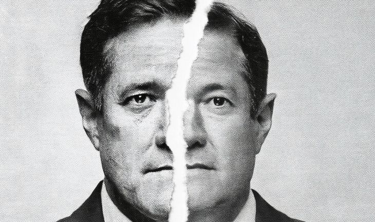 Jes Staley photo torn in half