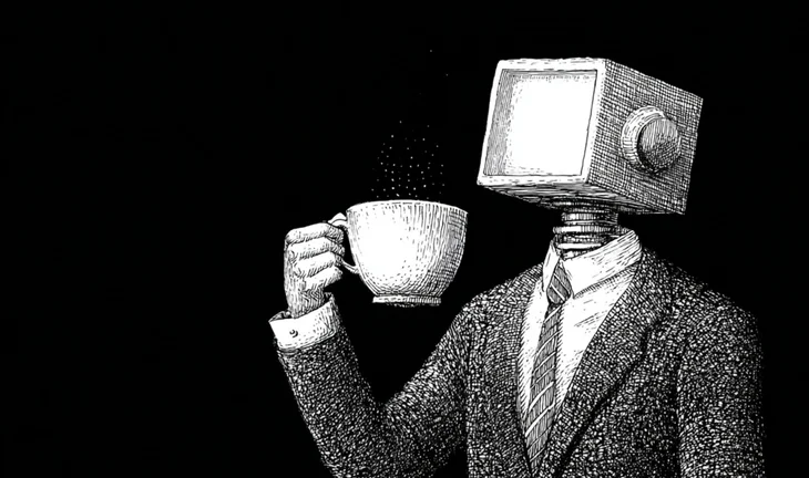 banker with a robot head