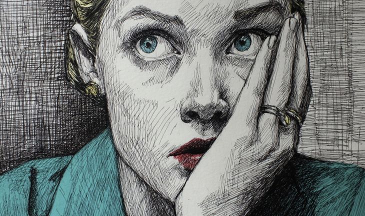 Apprehensive female banker 