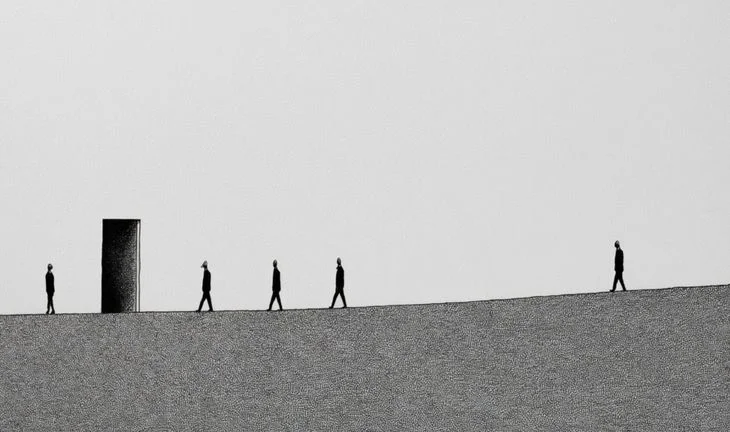 bankers walking near a door 