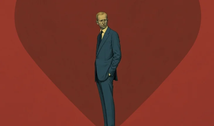 a banker standing in a love heart 